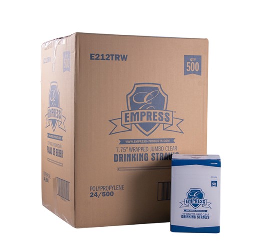 E212TRW Empress 7.75&quot; Jumbo  Clear Straw Individually 