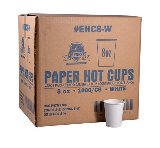 EHC8W Empress 8oz White Paper  Hot Cup 1000/Case 32Cs/Pllt