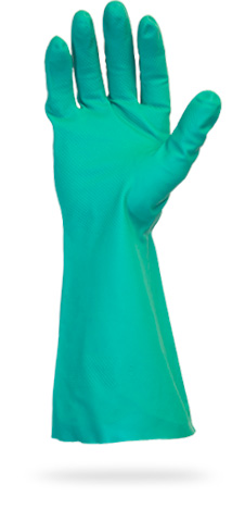 GNGF-XL-15C 13&quot; Green Flock  Lined 15Mil Nitrile Glove 
