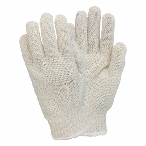 LARGE STRING KNIT GLOVES NATURAL WHITE  25 DZ/CS