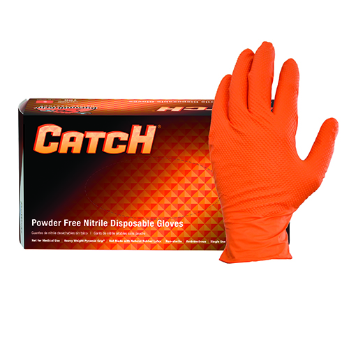 NITRILE XXL ORANGE PF GLOVES  PYRAMID GRIP (PALM) 9MIL