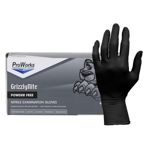 NITRILE GLOVES BLACK PF LG 5MIL 100BX 10CS