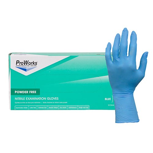 NITRILE GLOVES BLUE PF INDUST GRADE LONG CUFF SM 8MIL 10/50