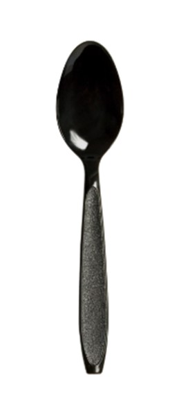 HSKT-0004 Heavy Weight 6&quot;  PolyStyrene Black Spoon Bulk 