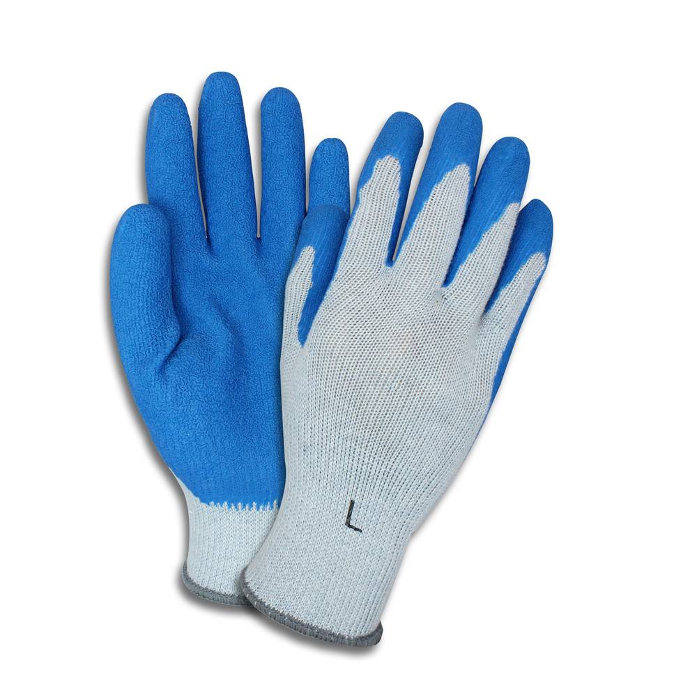 LATEX LG BLUE/GRAY FOAM COATED  KNIT GLOVES 1DZ