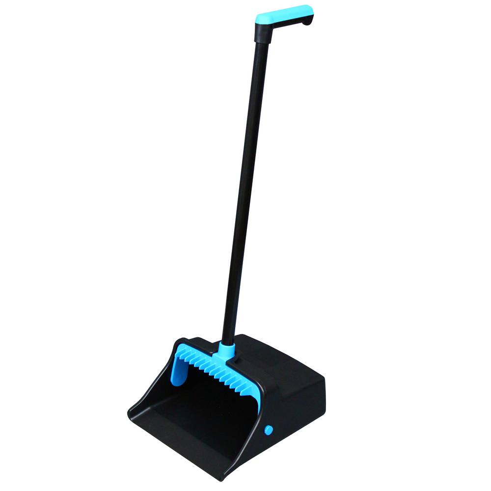 LOBBY DUSTPAN 26"ALUMINUM  W/BROOM COMBO BLACK/BLUE