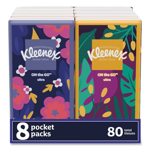 KLEENEX POCKET PACK TISSUE 10/POUCH, 8 POUCHES/PK 12PK/CS