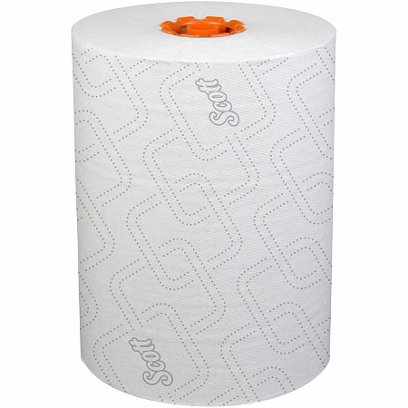 SCOTT SLIMROLL TOWELS, 1-PLY,  8"X580',WHITE/ORANGE CORE, 6 