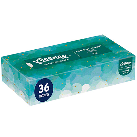 KLEENEX WHITE FACIAL TISSUE,  2-PLY, POP-UP BOX, 100/BX 