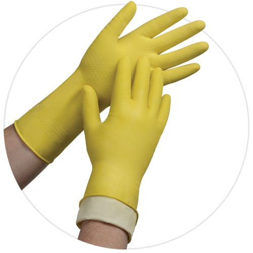 L-LG-6500 12&quot; Large Yellow  Latex 15Mil Flocklined Latex 