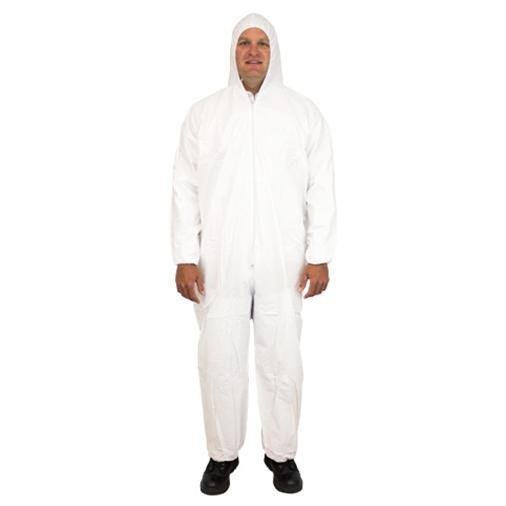 PROMAX COVERALLS LARGE WHITE  MICROPOROUS FABRIC ATTACHED 