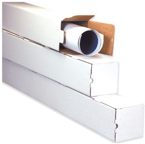 4" X 4" X 25" WHITE SQUARE  ECT-32 MAILING TUBES 50/BUNDLE