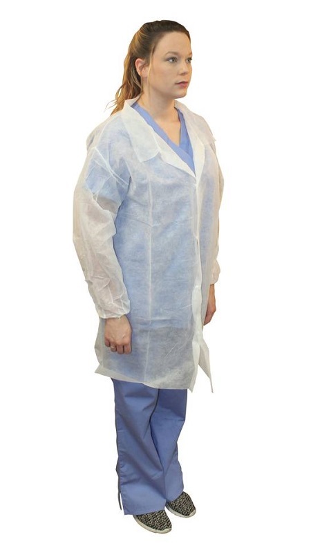 LABCOAT 3XL WHITE SNAP FRONT  NO POCKETS LONG SLEEVE ELASTIC 