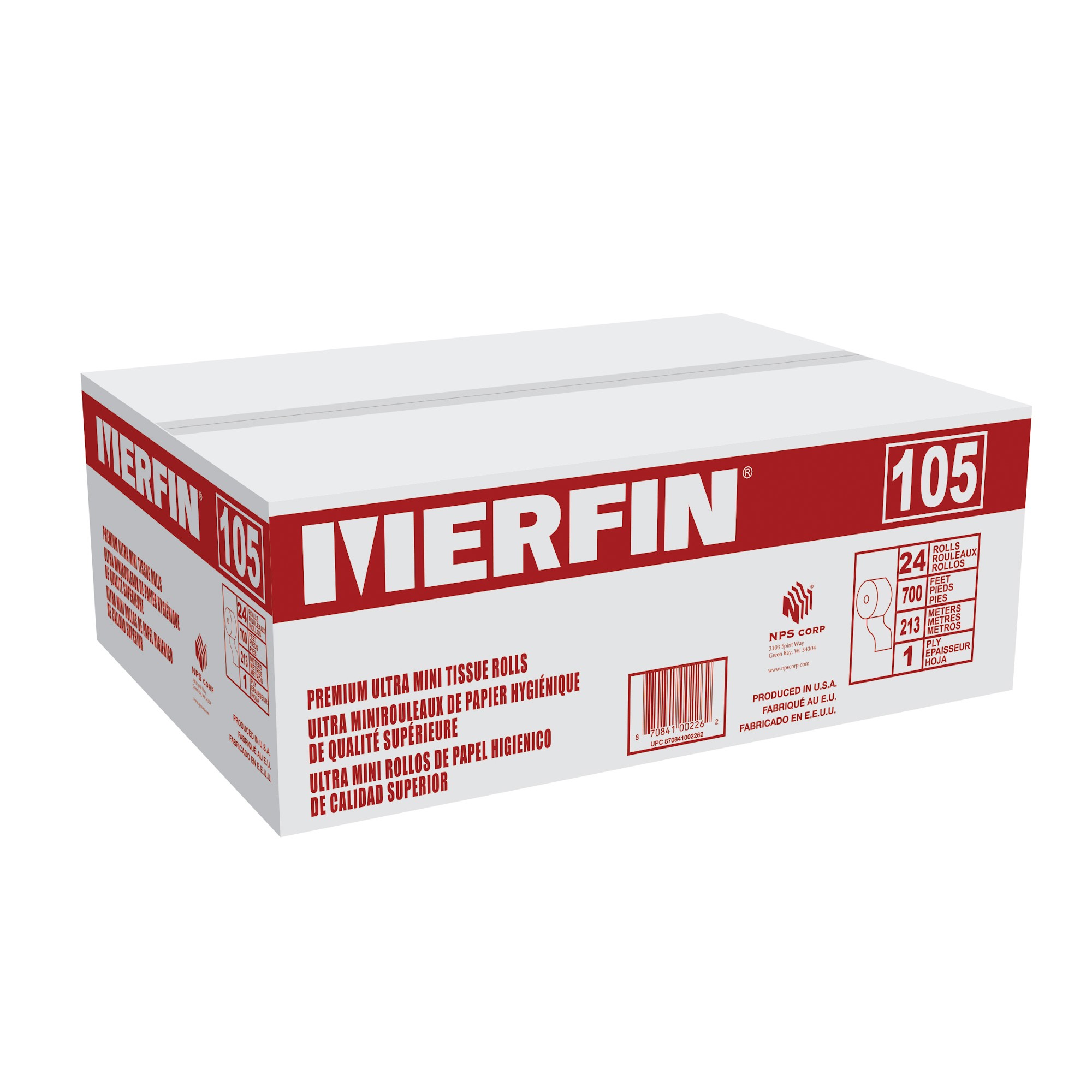 MRFN105 1Ply Exclusive Merfin  5&quot;x700&#39; Mini Jumbo Bath Tissue 