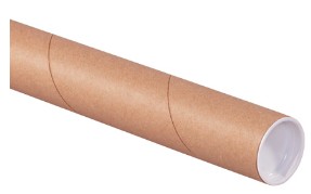 1.5" X 20" KRAFT MAILING TUBE  W/ WHITE END CAPS - .06 WALL 
