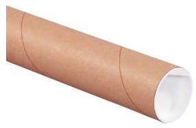2" X 12" KRAFT MAILING TUBE W/  WHITE END CAPS - .06 WALL 