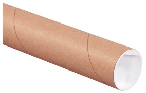 2" X 43" KRAFT MAILING TUBE W/  WHITE END CAPS - .08 WALL 