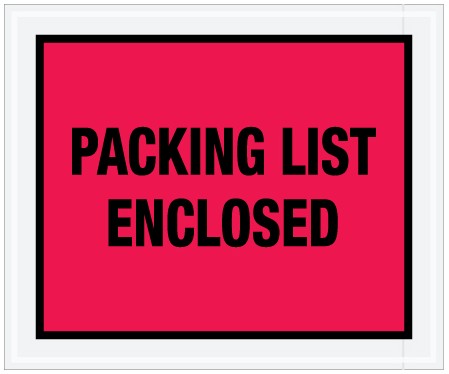 10 X 12" RED PANEL "PACKING 
LIST ENCLOSED" PACKING LIST 
SIDE OPENING ENVELOPES 500/CS