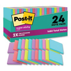 654-24SSMIA-PC 3&quot;x3&quot; Sticky 
Post-it Notes Supernova Neon 
Colors 70/Pad 24Pads/Pack
