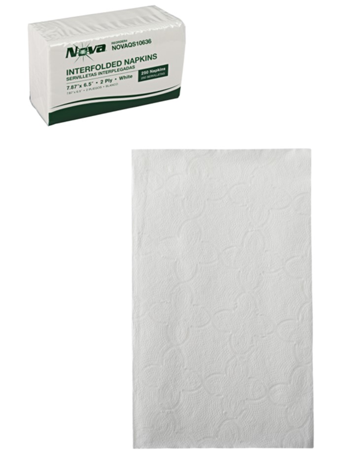 QS10636 NOVA Interfolded 2Ply  White Dispenser Napkin 