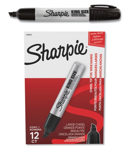 SAN15001A King Size Permanent  Black Marker w/ Broad Chisel 