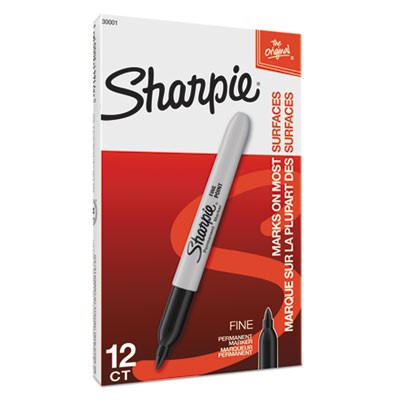 SAN30001 Sharpie Black Fine 
Tip Permanent Marker 12/Pk 