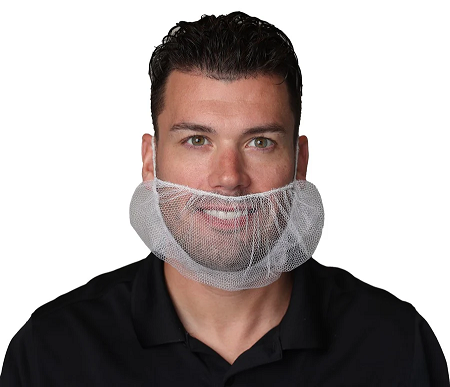 NYLON HONEYCOMB BEARD COVER,  WHITE, 10/100, 19"