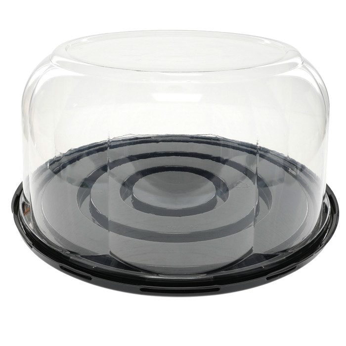 YCB11BR525R PET 9&quot; Cake 
Container w/ 5.25&quot; Clear 
RoseDome Lid and 11&quot; Black 
Base 40/Cs 24Cs/Pllt