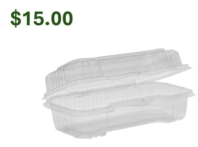 YCI81045 Clear Hinged Hot Dog 
Container 6.5&quot;x2.75&quot;x2.25&quot; 
250/Cs 45Cs/Pllt