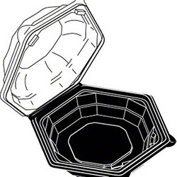 6&quot;x3&quot; Hexware Hinged Container  w/ Black Base/Clear Top 120/Cs