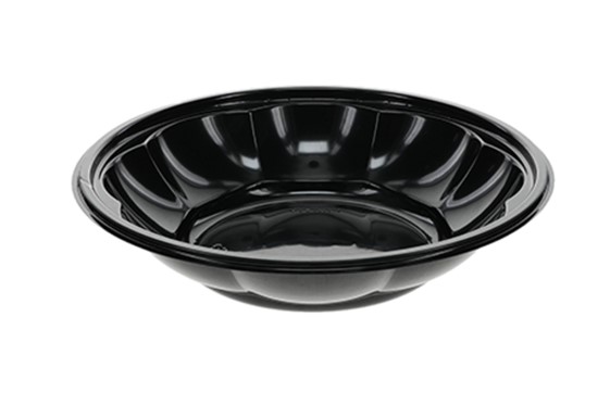 YEH87024 24oz Roseware Design  Round Black Bowl w/ High Gloss 