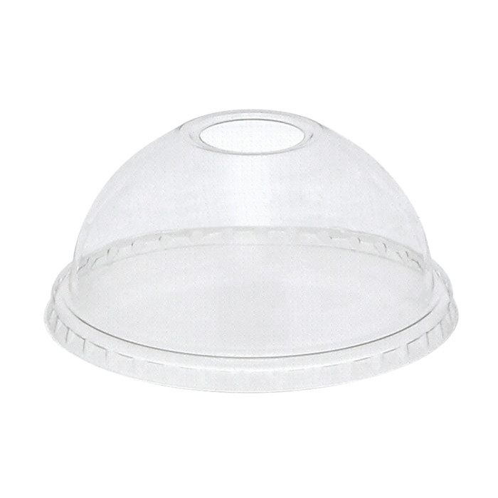 YPDL24C Clear EarthChoice RPET  Dome Lid w/ Hole for 12-24oz 