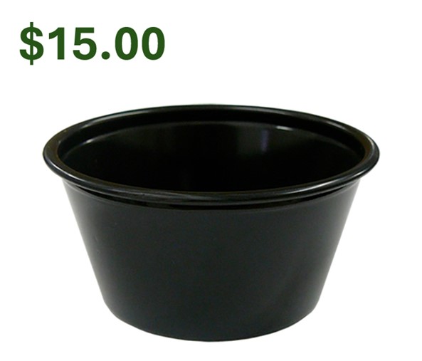 YS200E 2oz Black Portion Cup  2400/Cs 36Cs/Pllt