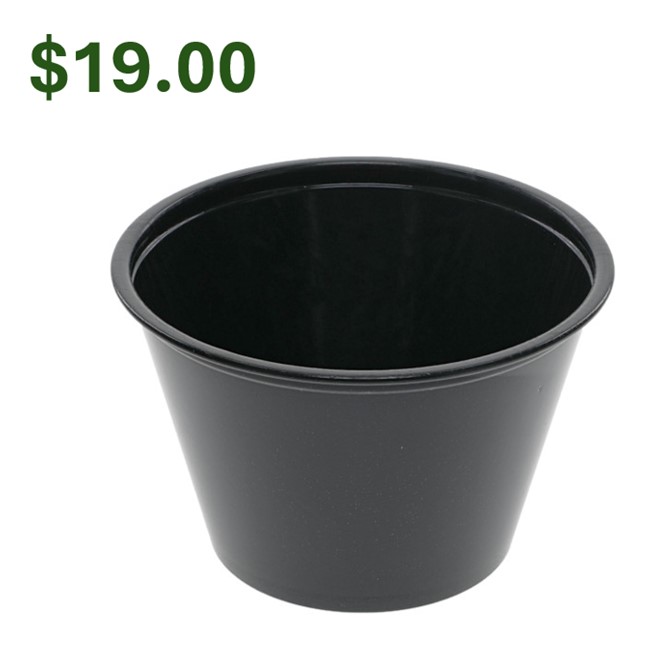 YS400EA 4oz Black Plastic  Portion Cup 3000/Cs 21Cs/Pllt